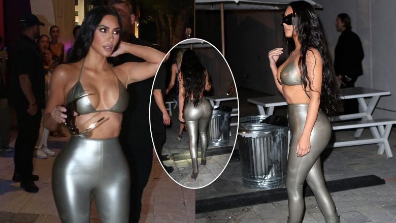 Kim Kardashian shkëlqen e veshur me sytjena dhe dollakë ngjyrë argjendi në hapjen e dyqanit Skims
