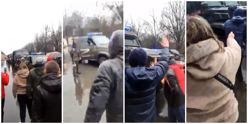 Ukrainasit në Melitopol konfrontohen me trupat ruse, ushtari shtie në ajër duke menduar se do t’i frikësojë – por pa ndonjë rezultat