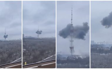 Momenti kur kulla e televizionit në Kiev goditet nga raketa