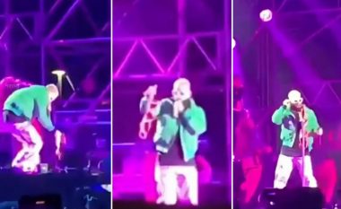 Fansja hodhi reçipetat në drejtim të skenës ku po këndonte Maluma, këngëtari i vendosi ato mbi mikrofon