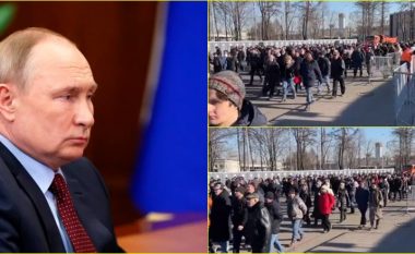 U 'detyruan' të marrin pjesë, pamje që tregojnë 'largimin masiv të rusëve nga tubimi pro-luftë i Putinit'