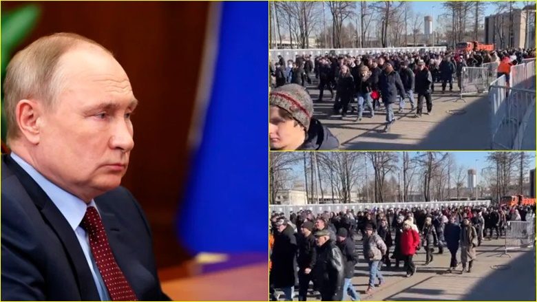 U ‘detyruan’ të marrin pjesë, pamje që tregojnë ‘largimin masiv të rusëve nga tubimi pro-luftë i Putinit’