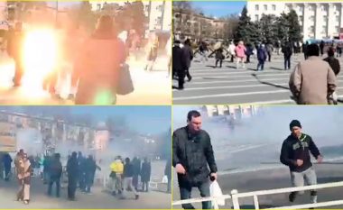 Pamje të tjera që tregojnë se rrugët e Kherson ngjanin me një 'fushëbetejë' kur trupat ruse hapën zjarr ndaj protestuesve ukrainas – ku mbetën disa të plagosur