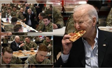 Presidenti Biden konsumoi një copë picë me trupat amerikane që ndodhen në Poloni