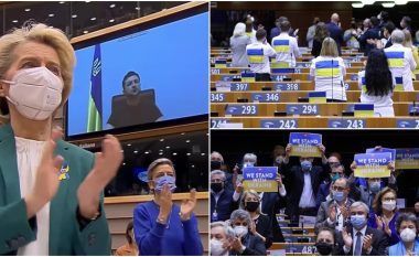 Ovacione për Ukrainën, Zelensky mban një fjalim emocionues nga Kiev derisa iu drejtua një sesioni të posaçëm të Parlamentit Evropian