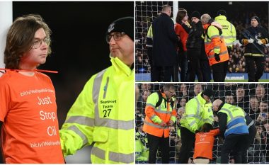 Një djalosh lidh vetën për shtylle të portës në ndeshjen Everton – Newcastle: U deshën shtatë minuta për ta zgjidhur