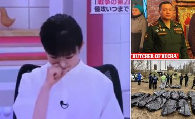 Gazetarja japoneze shpërthen në lot, derisa raporton se Putin ka nderuar me medalje ushtarët që kryen masakra në Bucha