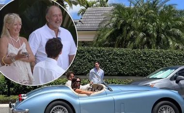 Babai i David Beckham dhe bashkëshortja e tij presin taksin për t’u larguar nga dasma e nipit – teksa pjesa tjetër e familjes shihen me makina të shtrenjta