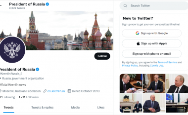 Twitter do të kufizojë llogaritë e Putinit dhe qeverisë ruse