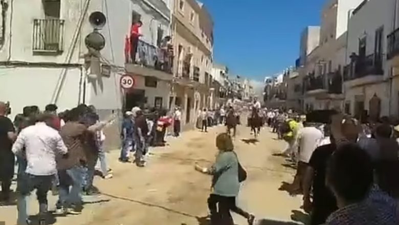 Gjyshja dhe mbesa e saj shkelen nga kuajt teksa kalojnë rrugën gjatë një gare tradicionale spanjolle – përfundojnë në spital