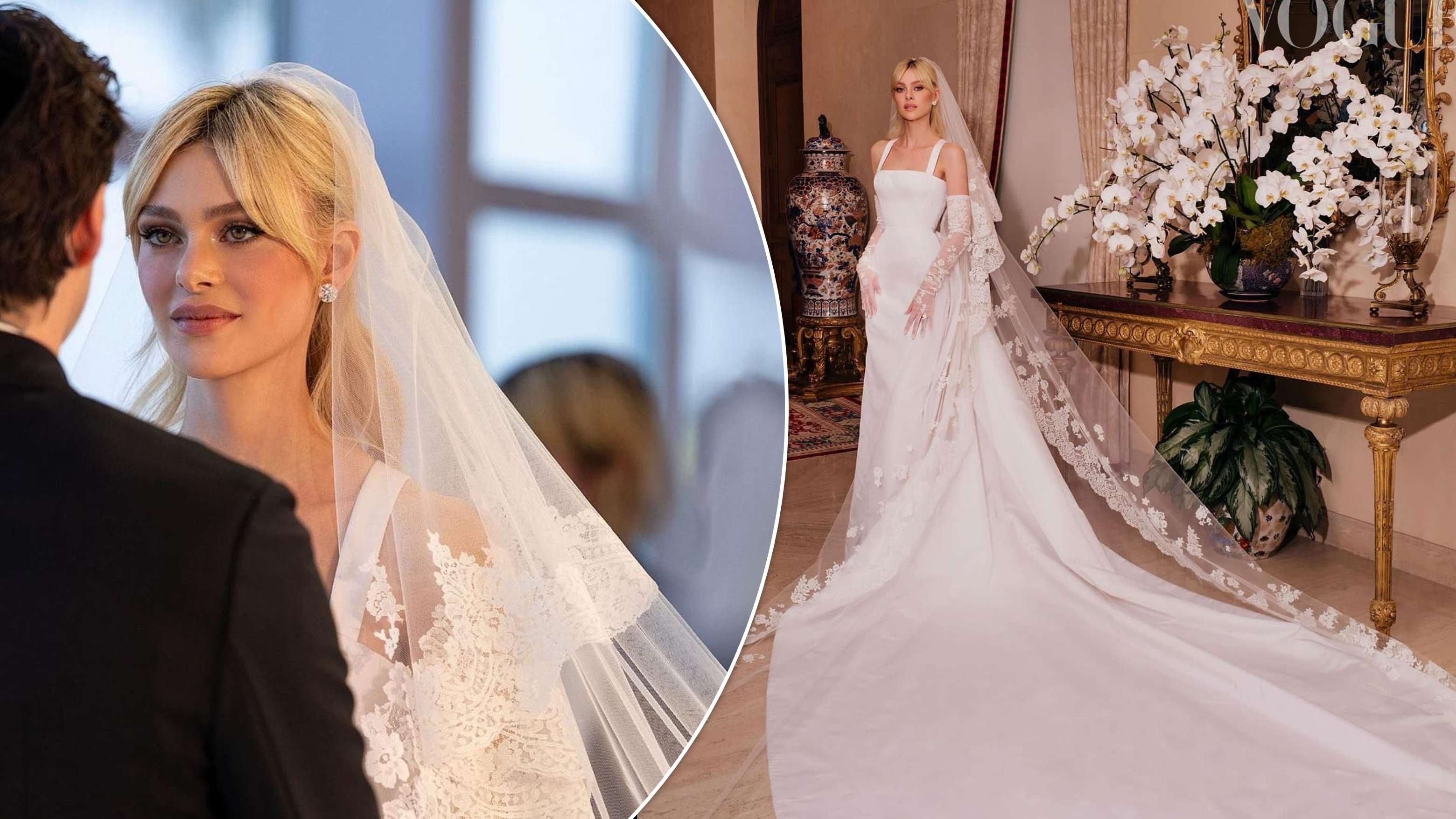 Nicola Peltz's wedding dress created by Valentino Couture is described