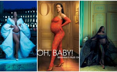 Rihanna pozon pa të brendshme në një trupore të kuqe dantelle për kopertinën e “Vogue” – shfaqet edhe me disa veshje të tjera mbresëlënëse