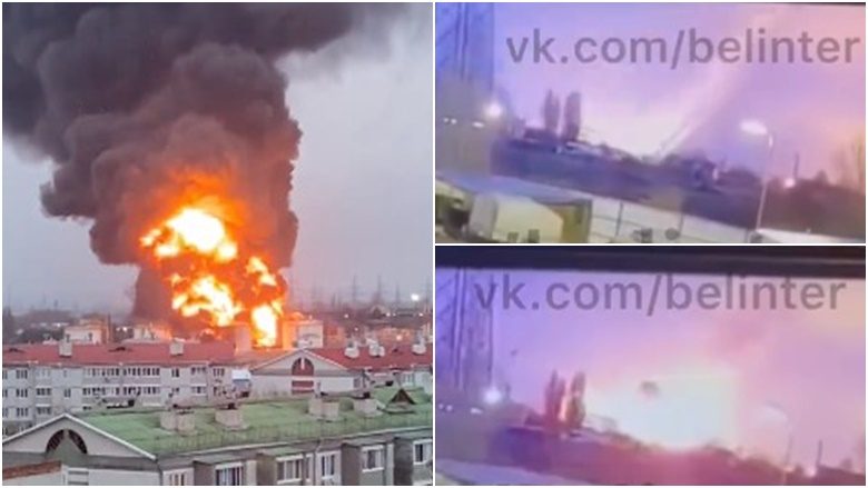 Pamje që tregojnë momentin kur “Ukraina shkatërron depon e karburantit, në sulmin e parë ajror në territorin rus”