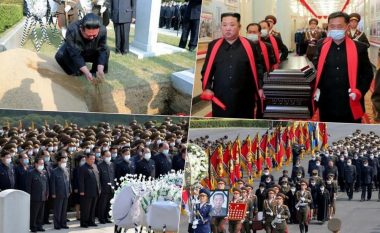 “Nuk ka” COVID-19 për liderin suprem, të gjithë me maska përpos tij, Kim Jong-un përcolli në banesën e fundit këshilltarin e tij