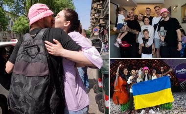 Lideri i grupit Kalush Orchestra pas fitores në Eurovision kthehet në luftë – shihet teksa i dhuron puthjen e lamtumirës të dashurës së tij