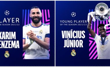 Benzema, lojtari më i mirë, Vinicius , talenti më i mirë - UEFA nderon dy yjet e Real Madridit për sezonin fantastik në Ligën e Kampionëve