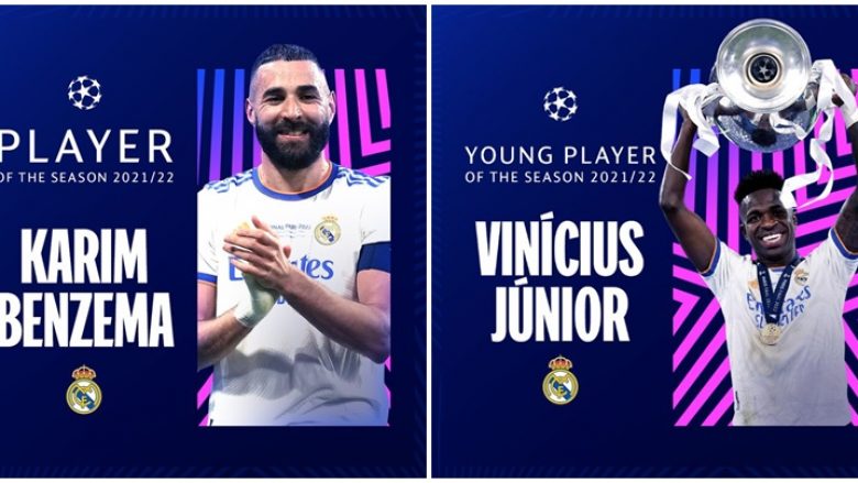 Benzema, lojtari më i mirë, Vinicius , talenti më i mirë – UEFA nderon dy yjet e Real Madridit për sezonin fantastik në Ligën e Kampionëve