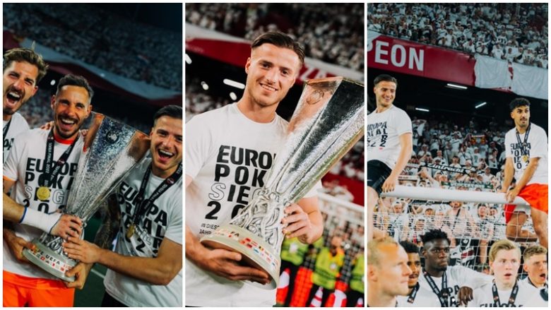 Reagimi i portierit shqiptar, Diant Ramaj pasi fitoi Ligën e Evropës me Eintracht Frankfurtin