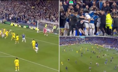 Festa e çmendur e tifozëve të Evertonit pas golit të tretë dhe përfundimit të ndeshjes, siguruan mbijetesën në Ligën Premier