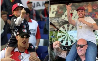 Në Tiranë pas 20 vitesh, tifozi më i famshëm i Feyenoord rikrijon momentin e famshëm me të atin e tij