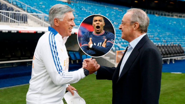 Florentino Perez dhe Ancelotti lënë të kuptohet se transferimi i Mbappes te Real Madridi është çështje e kryer