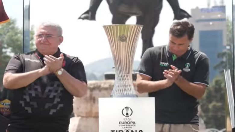 Mbërrin kupa e finales së Ligës së Konferencës, ekspozohet në sheshin “Skënderbej”