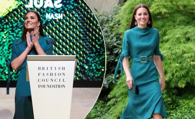 Kate Middleton vesh fustan të gjelbër për të dhënë çmimin e modës për nder të Mbretëreshës