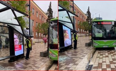 Pas Lanës, autobusi në Tiranë përplaset me stacionin e pasagjerëve