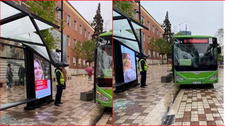 Pas Lanës, autobusi në Tiranë përplaset me stacionin e pasagjerëve