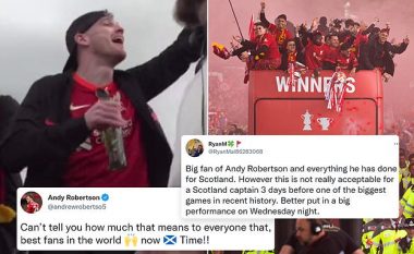Tifozët skocezë ‘kryqëzojnë’ Andy Robertsonin për festimet “patetike” me Liverpoolin