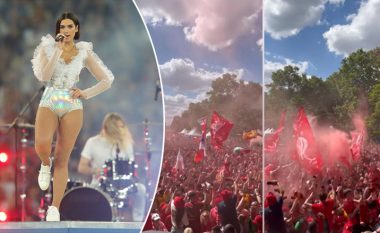 Tifozët e Liverpoolit bëjnë “nxemjen” para finales së Ligës së Kampionëve me hitin “One Kiss” nga Dua Lipa