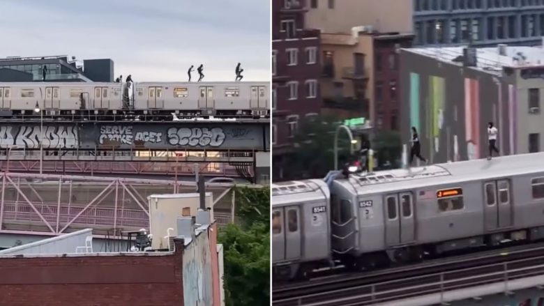 Të rinjtë bëjnë akrobacionet mbi vagonët e trenit në lëvizje në New York, policia vihet në kërkim të tyre