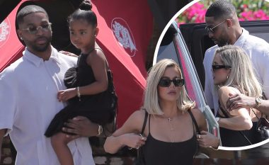 Khloe Kardashian dhe Tristan Thompson ndajnë një përqafim të sikletshëm teksa kalojnë kohë së bashku në Los Angeles me vajzën e tyre