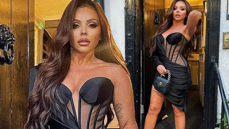 Jesy Nelson mahnit e veshur me një fustan korseje rrjetë