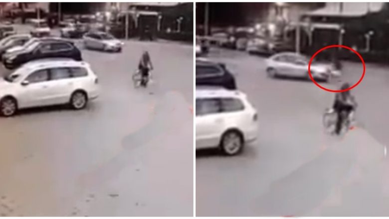 Momenti kur motoçiklisti në Istog goditet nga një veturë
