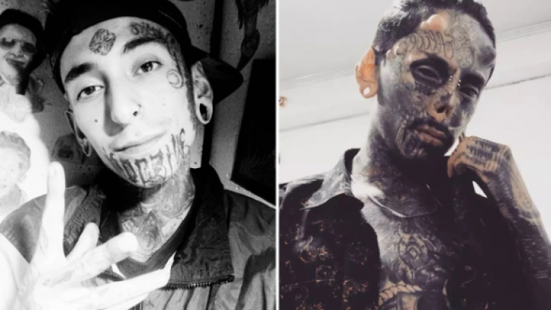 Njihuni me 24-vjeçarin i cili u mbulua tërësisht me tatuazhe, ka prerë hundën dhe ka shtuar brirët