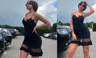 Ana Kabashi mahnit me fustan të zi të shkurtër