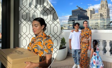 Georgina Rodriguez duket elegante me një fustan veror, teksa shijon ditën me fëmijët e saj në Madrid përpara ndeshjes së Ronaldos në Sevilje