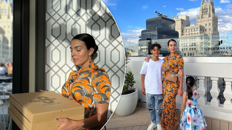 Georgina Rodriguez duket elegante me një fustan veror, teksa shijon ditën me fëmijët e saj në Madrid përpara ndeshjes së Ronaldos në Sevilje