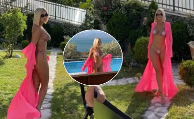 Kejvina Kthella publikon video gjatë xhirimeve – provokon me linjat trupore e veshur në bikini