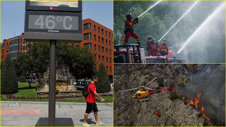 Zjarrfikësit “luftojnë me flakët” në Spanjë ndërsa disa fshatra janë evakuuar për shkak të valës së të nxehtit