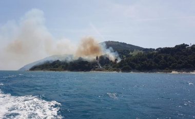 Shuhen flakët në Sazan, ende nuk ka informacion për shkaqet e rënies së zjarrit në ishull