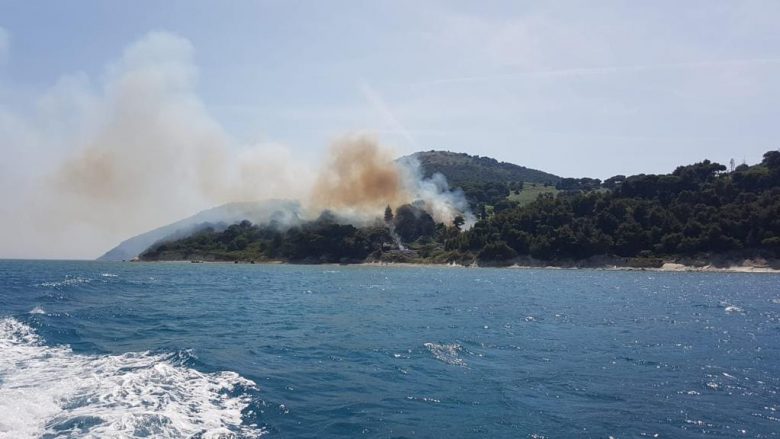 Shuhen flakët në Sazan, ende nuk ka informacion për shkaqet e rënies së zjarrit në ishull