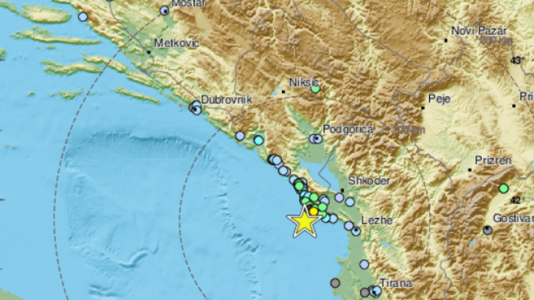 Tërmet me magnitudë 4 në Shqipëri, epiqendra në Adriatik në kufi me Malin e zi