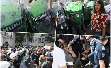 Protestuesit rrëmbejnë mburojën e policit në Serbi – demonstrata të ashpra në Novi Sad