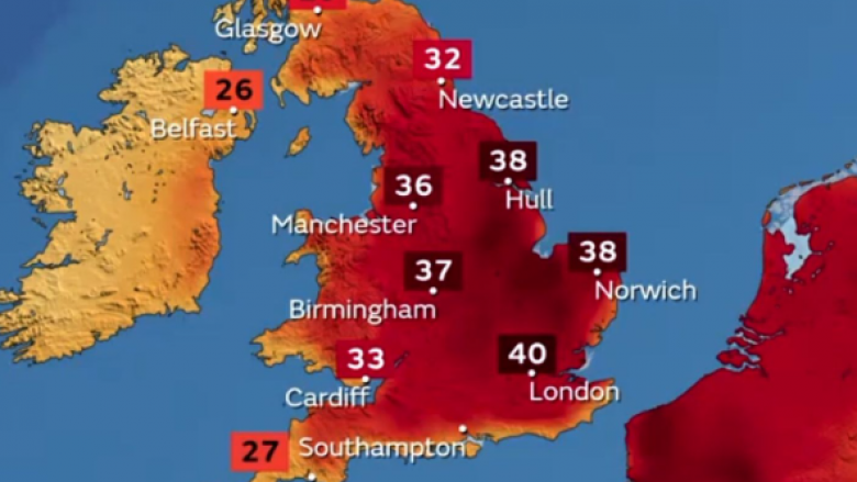 Paralajmërime për temperatura ekstreme janë bërë për herë të parë në të gjithë Anglinë