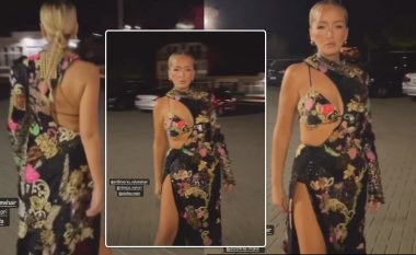 Poza të tjera, Adriana Matoshi tërheq vëmendje me fustanin unik e paraqitjen provokuese