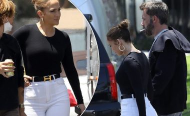 Jennifer Lopez tregon stilin me shije të veshjes teksa viziton të fejuarin Ben Affleck në xhirimet e filmit të tij të ardhshëm
