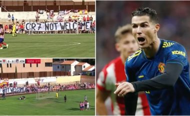 “CR7 nuk është i mirëpritur”, tifozët e Atletico Madridit shfaqin pankartën që tregon se nuk e duan Ronaldon