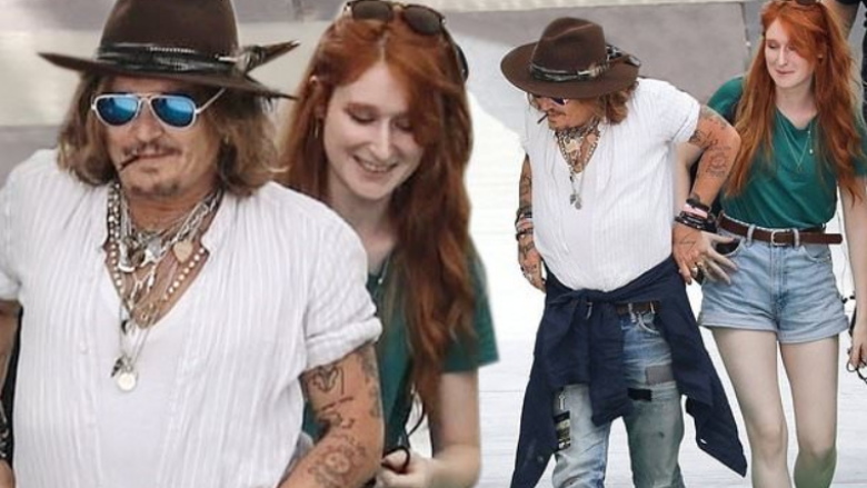 Johnny Depp fotografohet me një grua flokëkuqe gjatë turneut në Itali